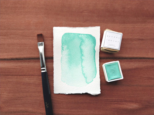 SEA SALT MINT handmade watercolour paint | pastel green color | artisan handcrafted watercolors | gift for artists | half pans | full pans