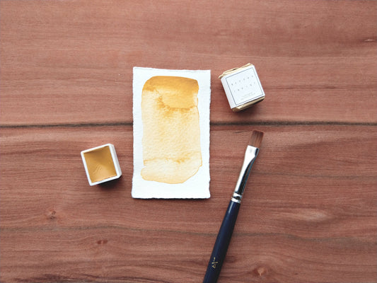 HONEY MUSTARD handmade watercolor | warm yellow artisan paint | handcrafted watercolour | gifts for artist, painters | half pans | full pans