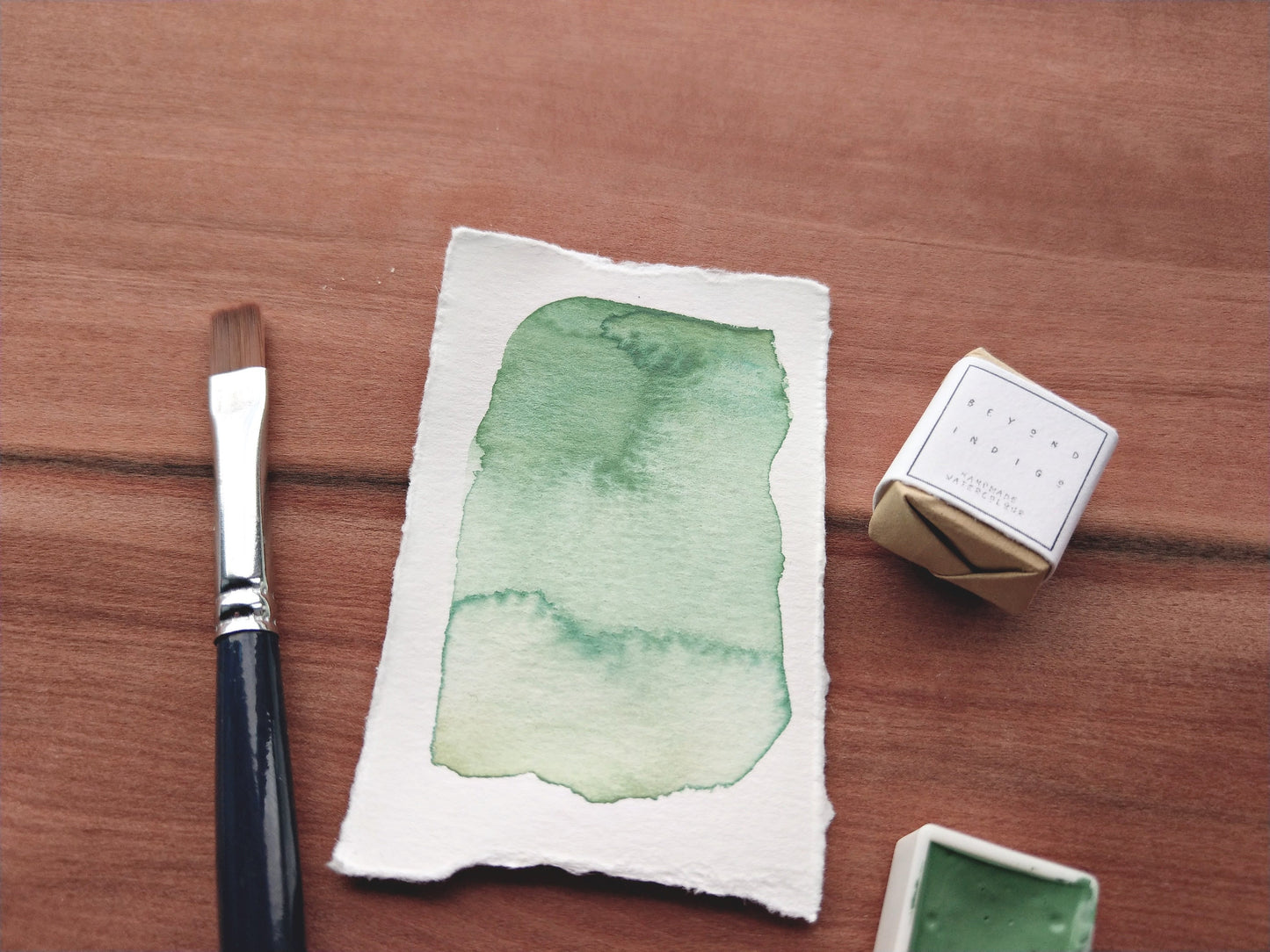 WINTER FERN handmade watercolour paint | handcrafted artisan watercolors | soft green | plein air | gift for artists | half pans | full pans