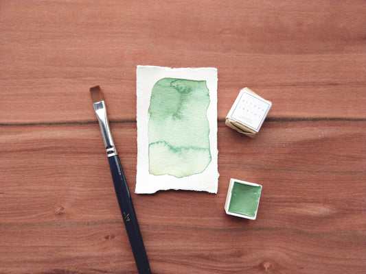 WINTER FERN handmade watercolour paint | handcrafted artisan watercolors | soft green | plein air | gift for artists | half pans | full pans