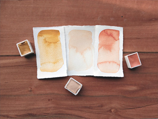 LIQUID GOLD PALETTE handmade watercolour | curated set | gift for artists and painters | artisan tri-colour warm yellows | half or full pans