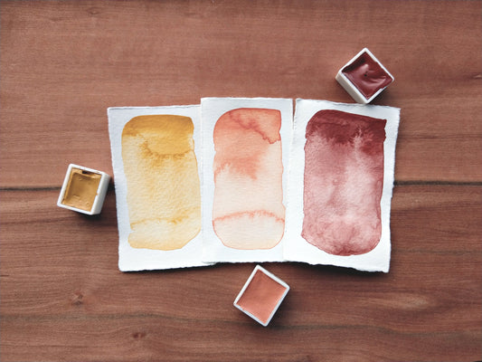 FLAME WHISPER PALETTE handmade watercolour set | curated colours | gift for artists and painters | yellow orange red colors | earth pigments