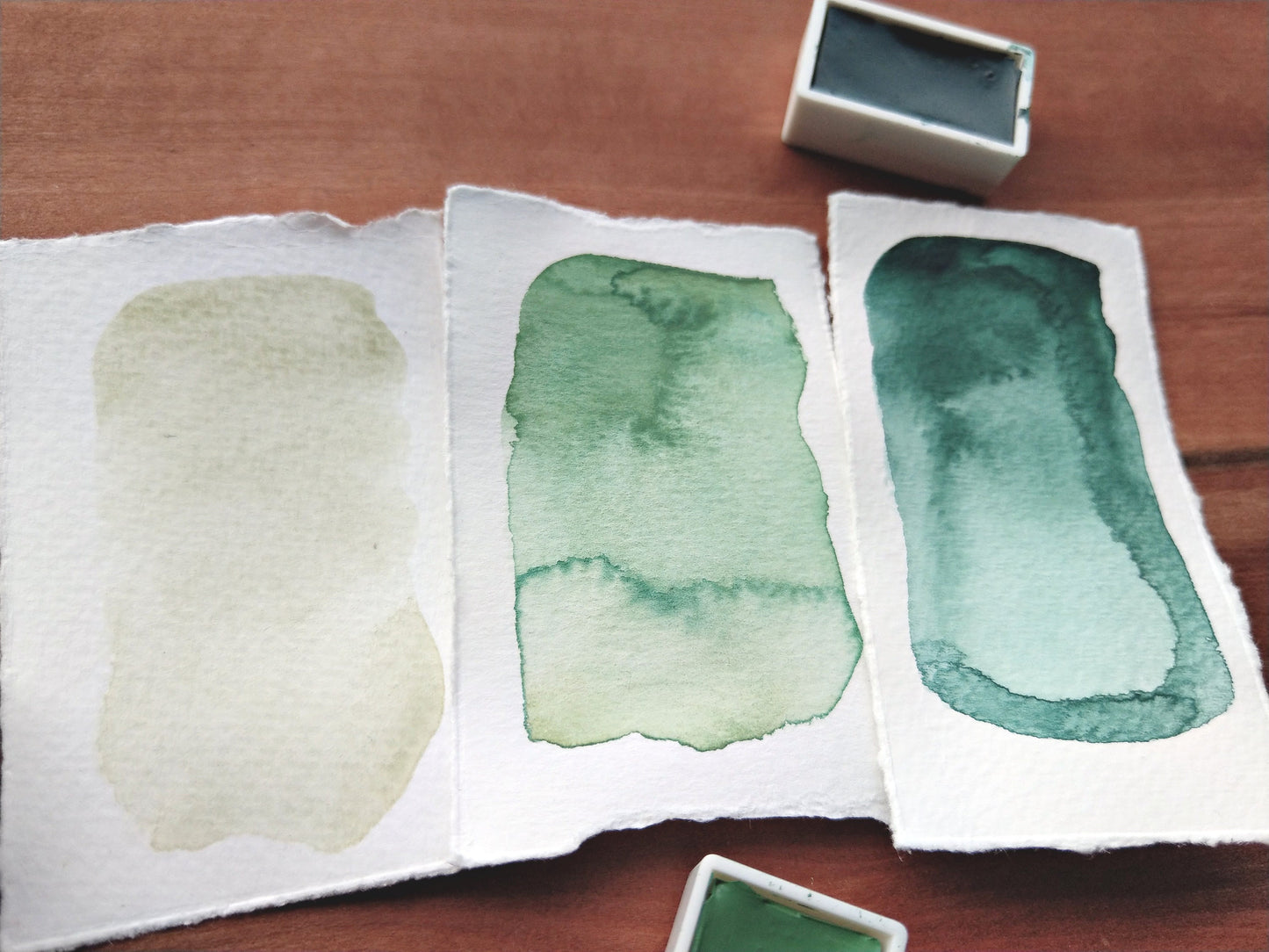 LEAFY GREENS PALETTE handmade watercolours | curated color set | artisan gift for artists and painters | plein air botanical paintings