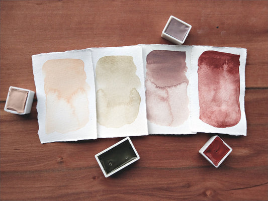 DAMP EARTH PALETTE handmade watercolour | curated set | plein air painting | gift for artists + painters | artisan gifts | half or full pans